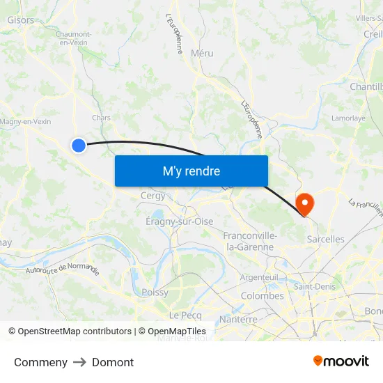 Commeny to Domont map