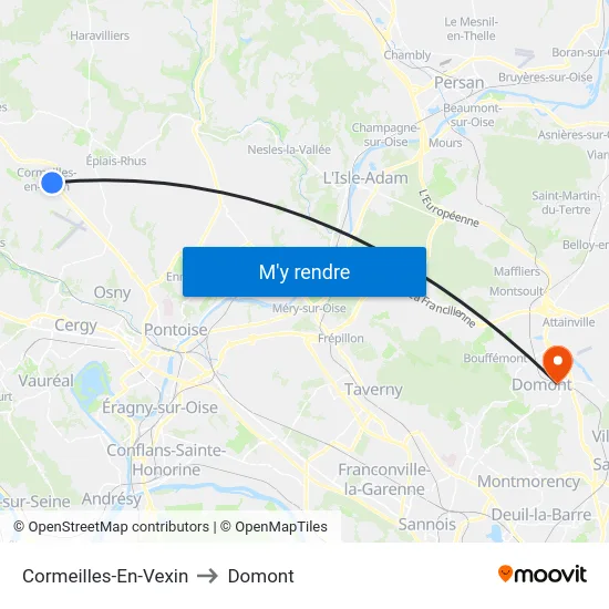 Cormeilles-En-Vexin to Domont map