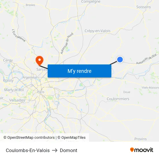 Coulombs-En-Valois to Domont map