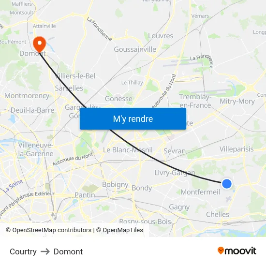 Courtry to Domont map