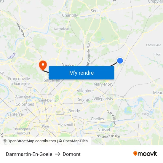 Dammartin-En-Goele to Domont map