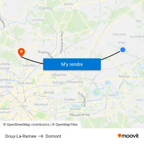 Douy-La-Ramee to Domont map
