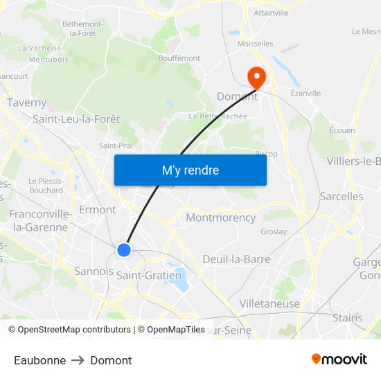 Eaubonne to Domont map