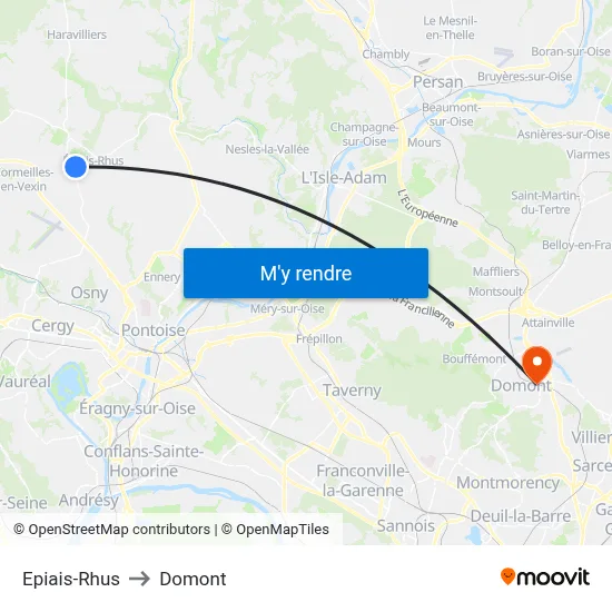 Epiais-Rhus to Domont map