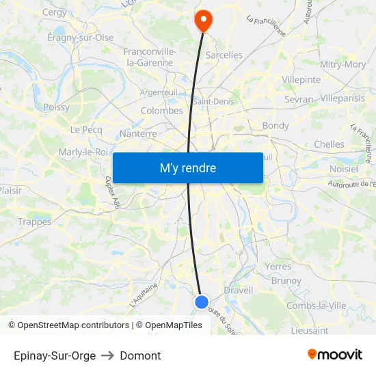 Epinay-Sur-Orge to Domont map