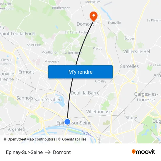 Epinay-Sur-Seine to Domont map