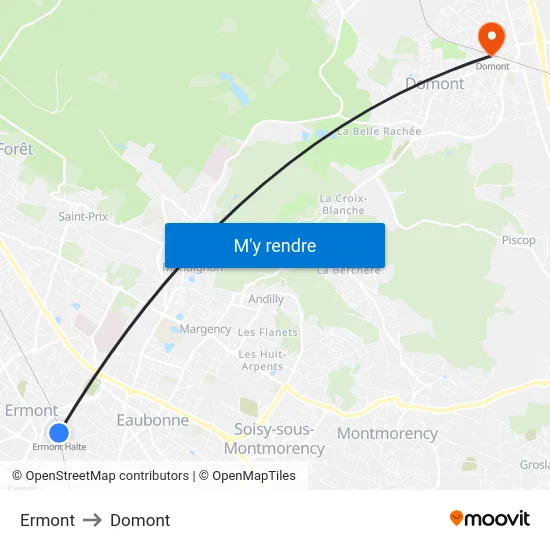 Ermont to Domont map
