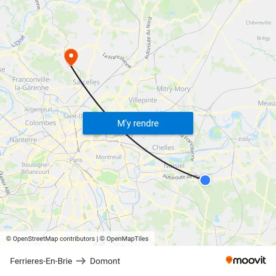Ferrieres-En-Brie to Domont map