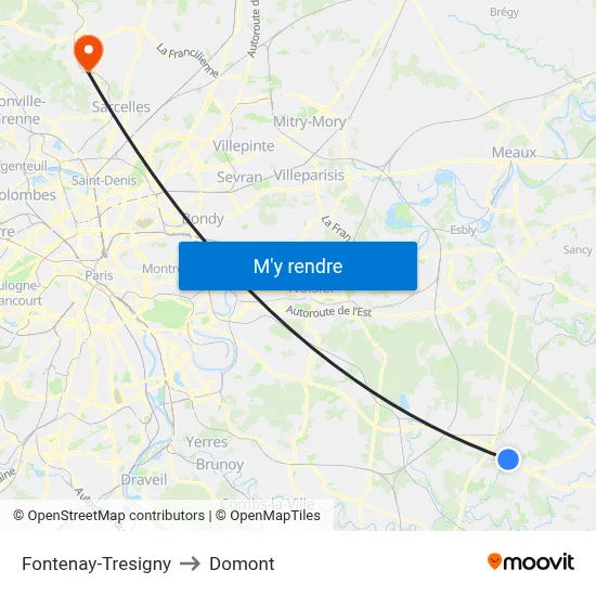 Fontenay-Tresigny to Domont map
