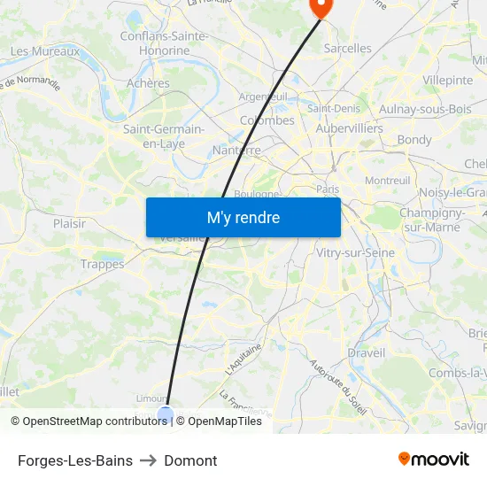 Forges-Les-Bains to Domont map