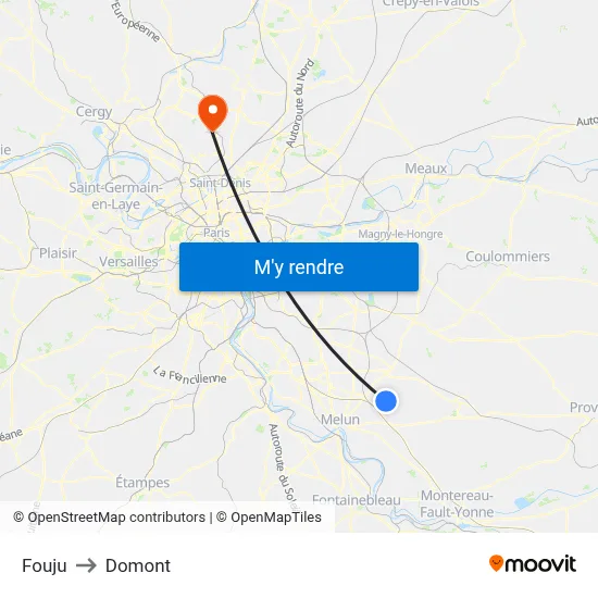 Fouju to Domont map