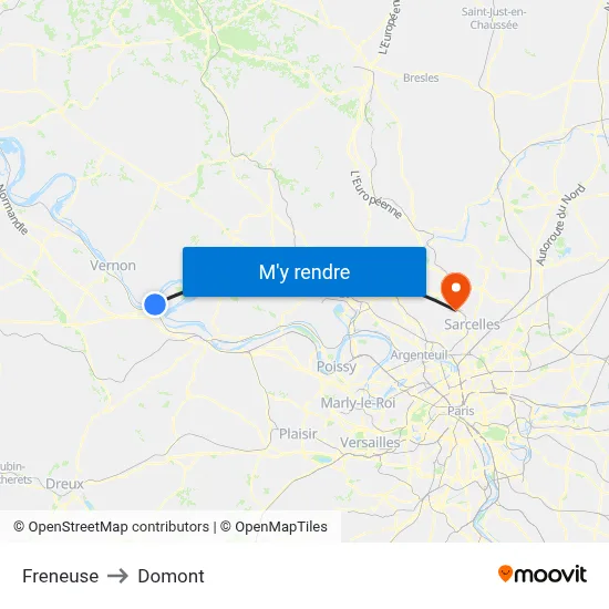 Freneuse to Domont map