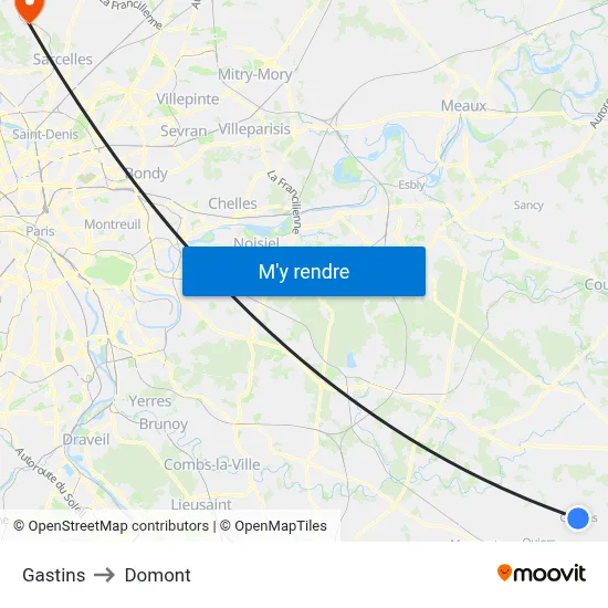 Gastins to Domont map
