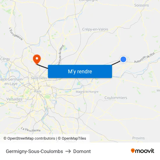Germigny-Sous-Coulombs to Domont map