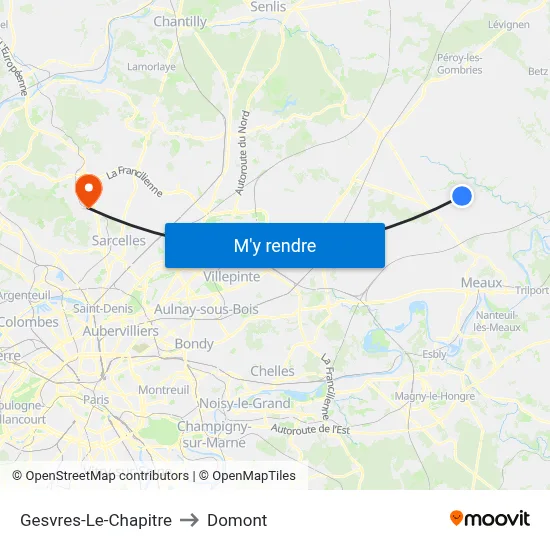 Gesvres-Le-Chapitre to Domont map
