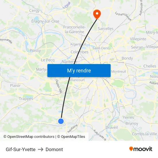 Gif-Sur-Yvette to Domont map