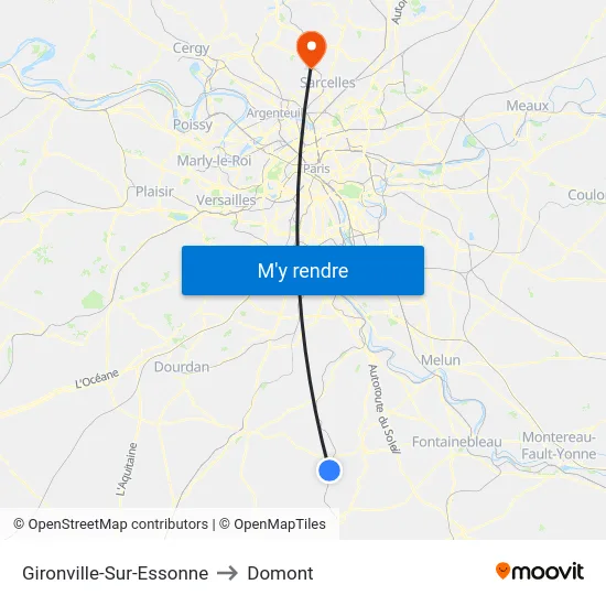 Gironville-Sur-Essonne to Domont map