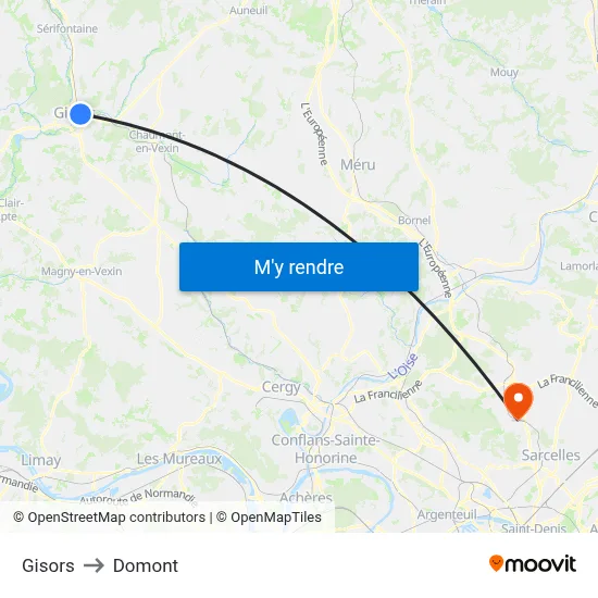 Gisors to Domont map