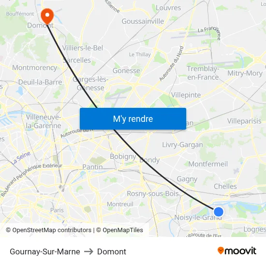 Gournay-Sur-Marne to Domont map