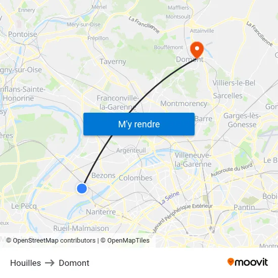 Houilles to Domont map