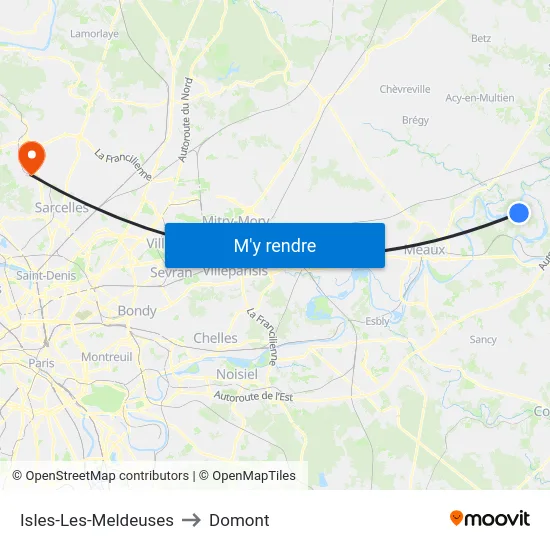 Isles-Les-Meldeuses to Domont map