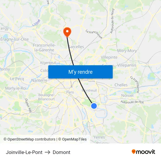 Joinville-Le-Pont to Domont map