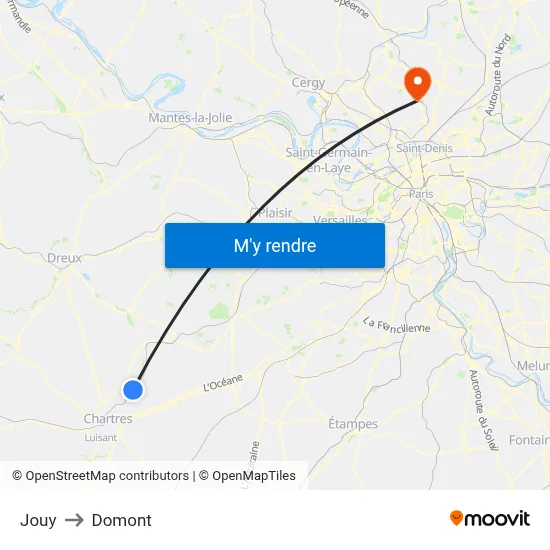 Jouy to Domont map