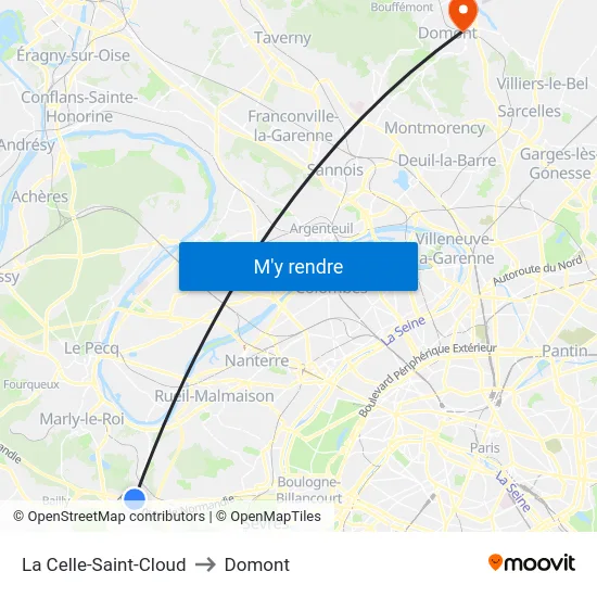 La Celle-Saint-Cloud to Domont map