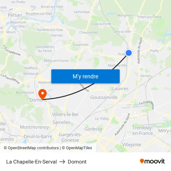 La Chapelle-En-Serval to Domont map