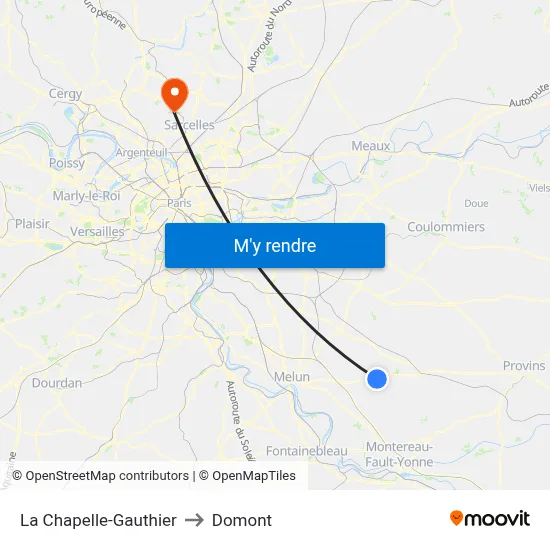 La Chapelle-Gauthier to Domont map