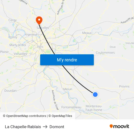 La Chapelle-Rablais to Domont map