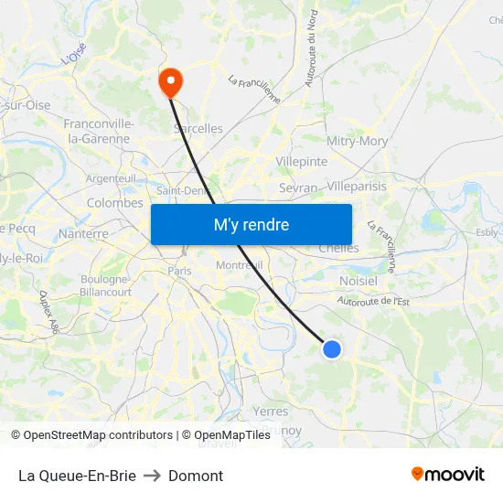 La Queue-En-Brie to Domont map