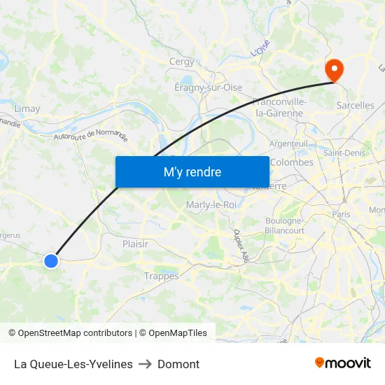 La Queue-Les-Yvelines to Domont map