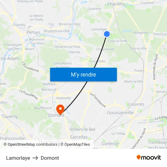Lamorlaye to Domont map