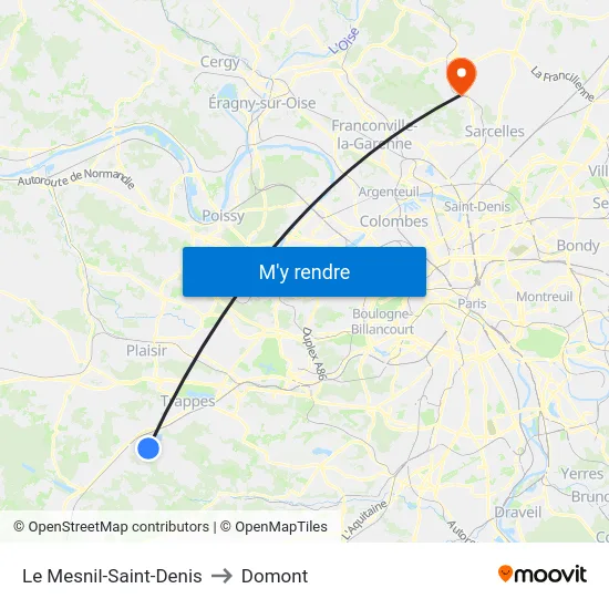 Le Mesnil-Saint-Denis to Domont map