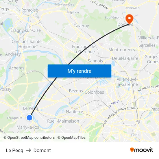 Le Pecq to Domont map