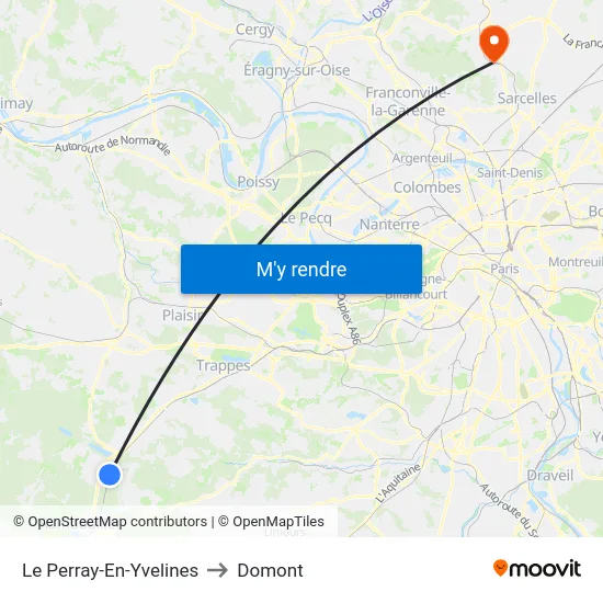 Le Perray-En-Yvelines to Domont map