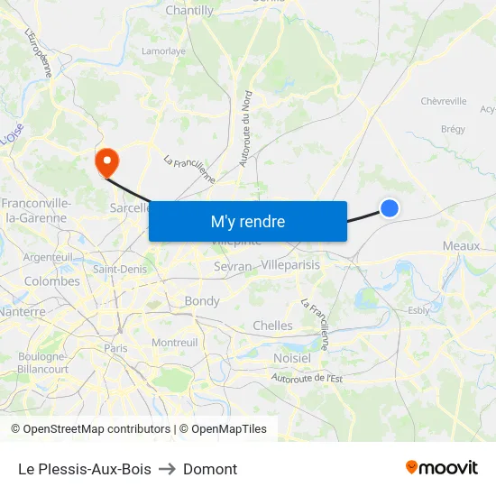 Le Plessis-Aux-Bois to Domont map