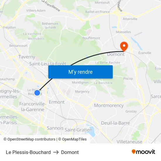 Le Plessis-Bouchard to Domont map