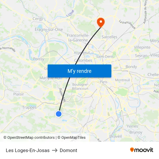 Les Loges-En-Josas to Domont map