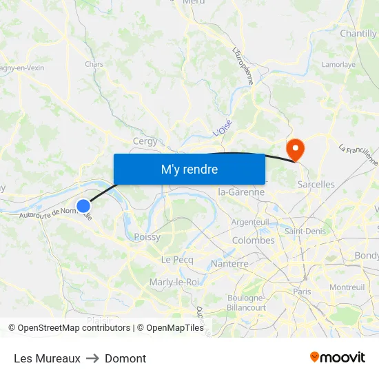 Les Mureaux to Domont map
