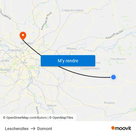 Lescherolles to Domont map