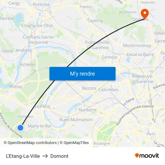 L'Etang-La-Ville to Domont map