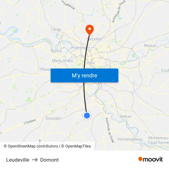 Leudeville to Domont map