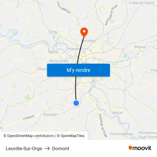 Leuville-Sur-Orge to Domont map