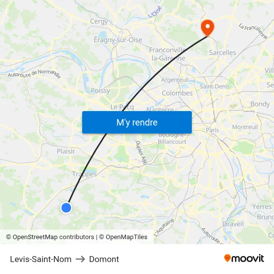 Levis-Saint-Nom to Domont map