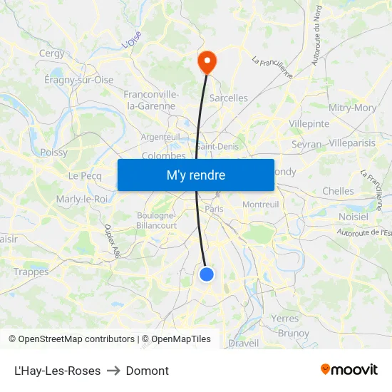 L'Hay-Les-Roses to Domont map