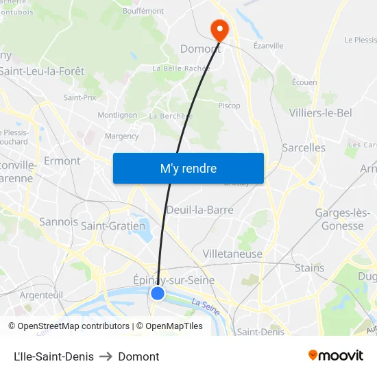 L'Ile-Saint-Denis to Domont map