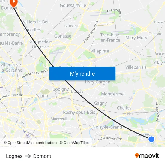 Lognes to Domont map