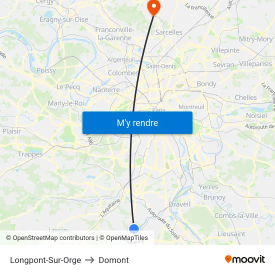 Longpont-Sur-Orge to Domont map